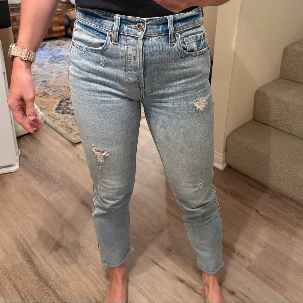 pistola Light Blue Distressed Ankle Jeans